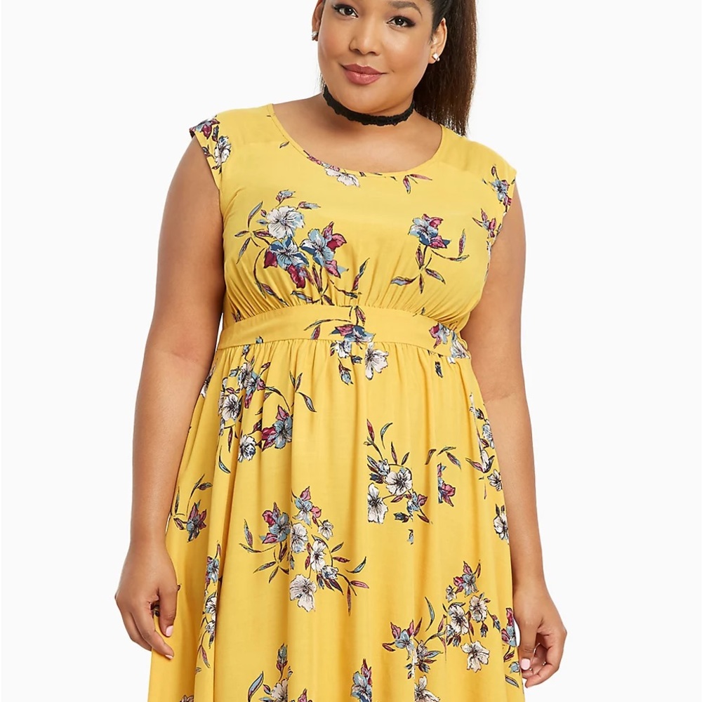 Torrid Yellow Floral Backless Dress